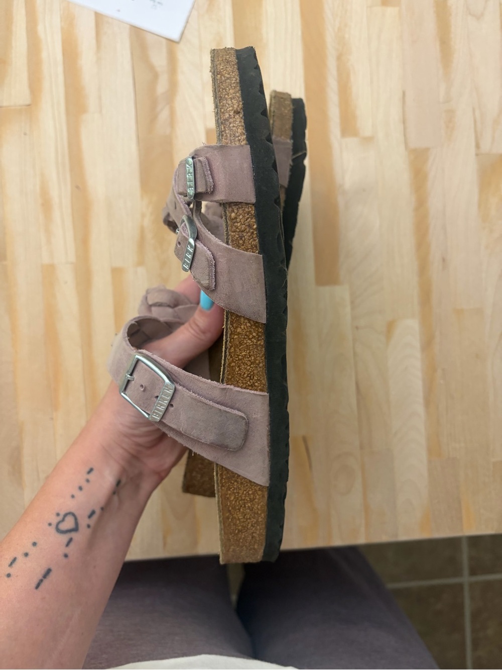 Braided Double-Strap Women's Sandals in Mauve - Picture 3 of 6